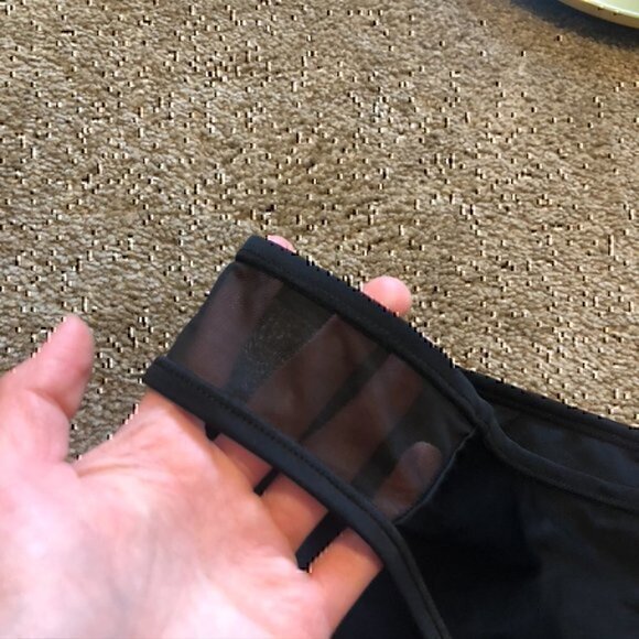 NEW NWT XHILARATION Mesh Inset Bikini Bottom Solid Black Semi Sheer Bikini XL - Picture 3 of 7